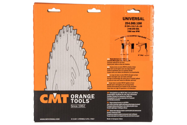 Диск пильный по дереву (254х2.4х30 мм; Z60) CMT 294.060.10M
