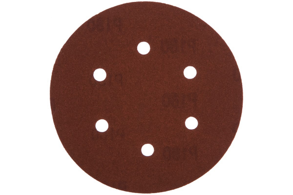 Лист шлифовальный (5 шт; 150 мм; 6 отверстий; Р180) для эксцентриковых шлифмашин REDVERG 6624197