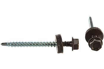 Саморезы для крепления кровельных материалов к деревянной обрешетке Зубр цвет RAL 8017 шоколадно-коричневый, оцинкованные, 4,8x50мм, 250шт 4-300315-48-050-8017