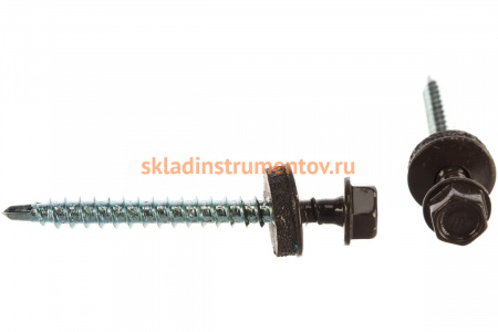 Саморезы для крепления кровельных материалов к деревянной обрешетке Зубр цвет RAL 8017 шоколадно-коричневый, оцинкованные, 4,8x50мм, 250шт 4-300315-48-050-8017