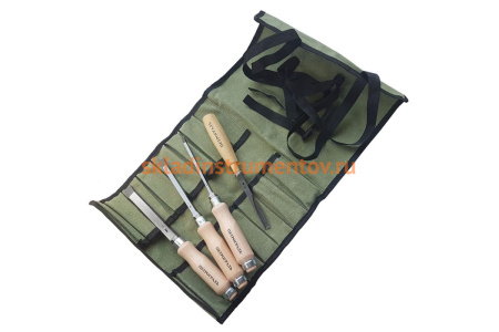 Набор долот, 3штуки 6, 10, 16мм + угловая стамеска, в сумке-скрутке ПЕТРОГРАДЪ М00015815