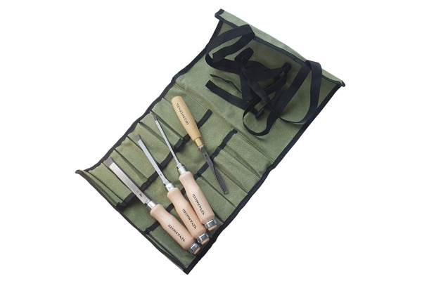 Набор долот, 3штуки 6, 10, 16мм + угловая стамеска, в сумке-скрутке ПЕТРОГРАДЪ М00015815