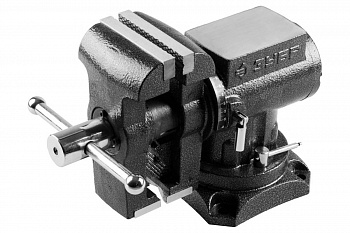 Многофункциональные слесарные тиски ЗУБР Эксперт-3D  с поворотом в двух плоскостях, 125 мм 32712-125