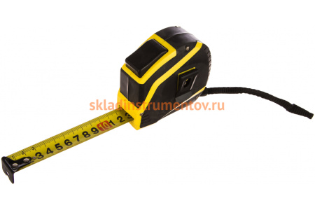 Рулетка ЭВРИКА 10м 25мм YELLOW обрезиненный корпус с одним фиксатором ER-72125