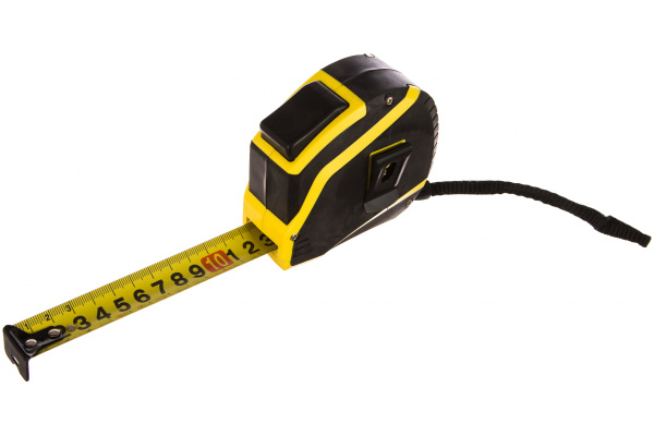 Рулетка ЭВРИКА 10м 25мм YELLOW обрезиненный корпус с одним фиксатором ER-72125