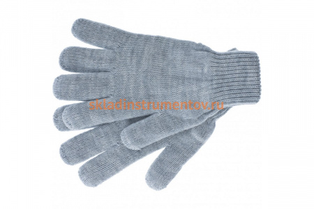 Трикотажные перчатки с двойной манжетой СИБРТЕХ, акрил, серые 68672