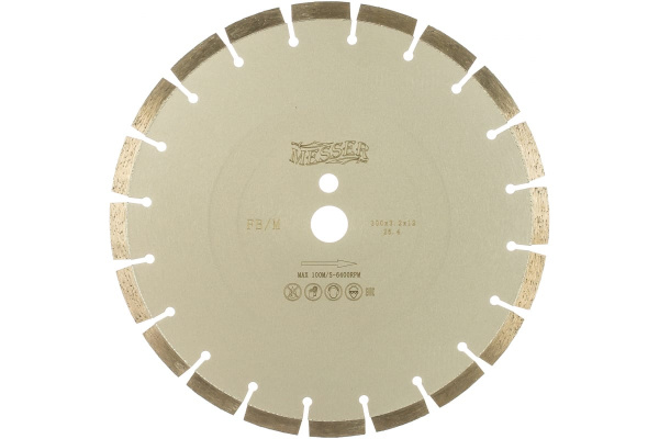 Диск алмазный сегментный FB/M по железобетону 300D-3.2T-12W-20S-25.4 MESSER 01-15-300 Диск алмазный сегментный FB/M по железобетону 300D-3.2T-12W-20S-25.4 MESSER 01-15-300