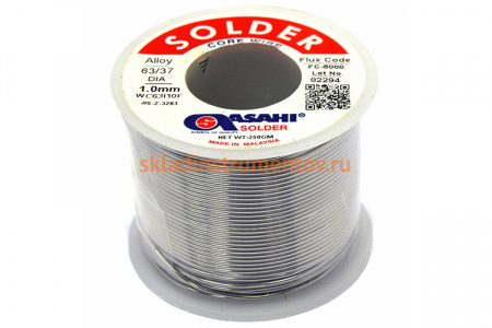 Припой (1 мм, 0.25 кг, Sn63/Pb37, FC5000 флюс RMA) ASAHI 00-00000308