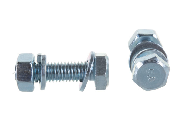 Болт с шестигранной головкой в комплекте с гайкой, шайбой, шайбой пружинной, ЗУБР, МАСТЕР, 303436-08-030