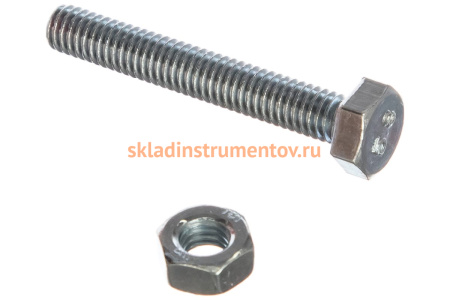 Болт с шестигранной головкой в комплекте с гайкой, шайбой, шайбой пружинной, ЗУБР, МАСТЕР, 303436-06-040