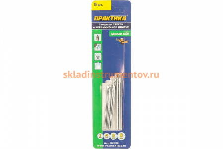 Набор сверл по стеклу и керамике Сделай сам (4 шт; 3-6 мм) ПРАКТИКА 640-209