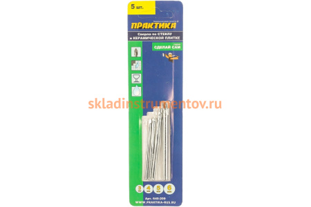 Набор сверл по стеклу и керамике Сделай сам (4 шт; 3-6 мм) ПРАКТИКА 640-209