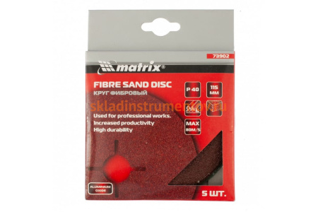 Круг фибровый (5 шт; 115х22 мм; Р 40) MATRIX 73902