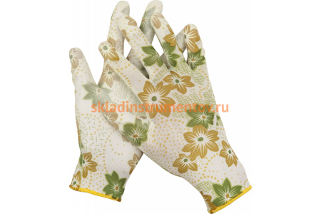 Садовые перчатки GRINDA, размер S, прозрачное PU покрытие, 13 класс вязки 11293-S