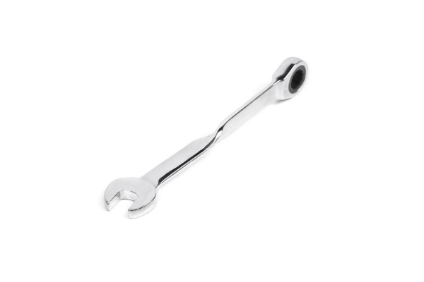 Комбинированный трещоточный удлиненный ключ 8х8 с изогнутой рукояткой хром HORTZ HOR 121235