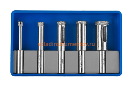 Набор алмазных трубчатых сверл по керамике (4-12 мм) 5 шт. Зубр 29850-H5