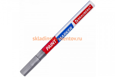 Лаковый маркер-краска BRAUBERG EXTRA paint marker 2 мм, серебряный, улучшенная нитро-основа, 151971