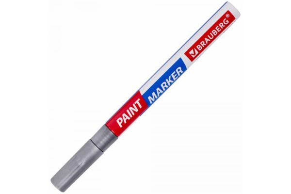 Лаковый маркер-краска BRAUBERG EXTRA paint marker 2 мм, серебряный, улучшенная нитро-основа, 151971
