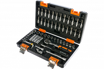 Набор инструментов 1/4 дюйма, CrV, пластиковый кейс 57 предмета Вихрь 73/6/7/2