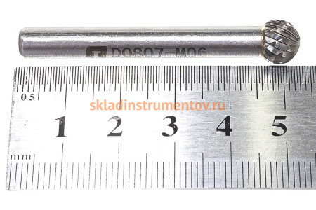 Борфреза твердосплавная сферическая с двойной насечкой (8х7 мм; хвостовик 6 мм) ПНЕВМО-ТРЕЙД D0807-M06