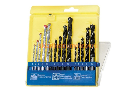 Набор сверл по бетону, металлу, дереву (15 шт; 4-10 мм) SPARTA 725085