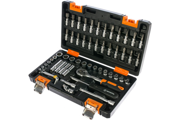 Набор инструментов 1/4 дюйма, CrV, пластиковый кейс 57 предмета Вихрь 73/6/7/2