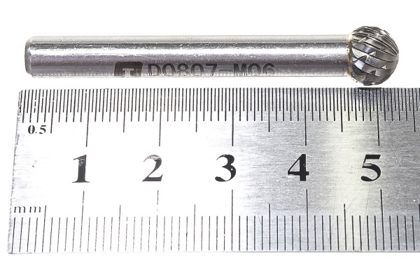 Борфреза твердосплавная сферическая с двойной насечкой (8х7 мм; хвостовик 6 мм) ПНЕВМО-ТРЕЙД D0807-M06