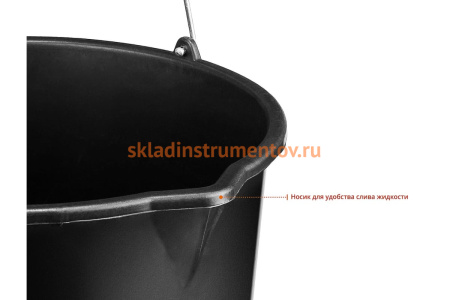 Строительное пластмассовое ведро, 20 л, высокопрочное, с носиком Зубр 06093-20_z02