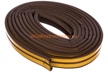 Уплотнитель СИБРТЕХ, 12 м, профиль P, коричневый, 93946