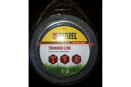 Двухкомпонентная леска для триммера квадрат 2,0 мм 15 м EXTRA CORD DENZEL 96124