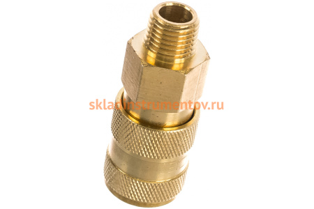 Быстроразъем пневматический с клапаном наружная резьба 1/4" в держателе Rockforce RF-BSE1-2SM