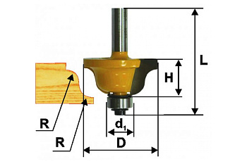 Фреза кромочная калевочная (38.1х17 мм; R 6.35 мм; хвостовик 8 мм) по дереву Энкор 9263