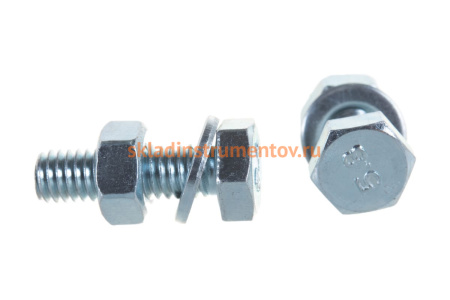 Болт с шестигранной головкой в комплекте с гайкой, шайбой, шайбой пружинной, ЗУБР, МАСТЕР, 303436-06-020