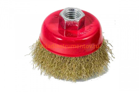 Щётка-крацовка латунированная (75 мм; M14; мягкая) для УШМ Orientcraft OCCBAGM175300