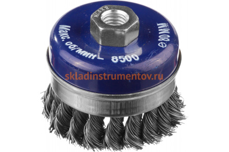 Щетка усиленная (80 мм; М14; бандажное кольцо; жгутированные пучки стальной проволоки 0.5 мм) для УШМ DEXX 35106-080