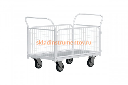 Тележка RUSKLAD платформенная с сетчатыми бортами, оцинкованная ТС Ц 3 (600x1000) d125мм