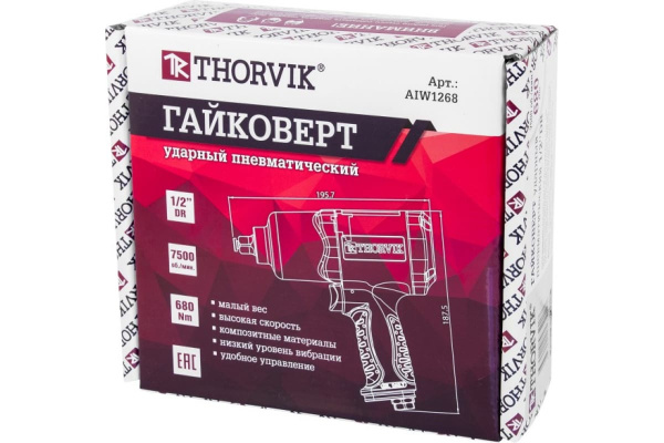 Пневматический ударный гайковерт THORVIK AIW1268 1/2"DR 52198