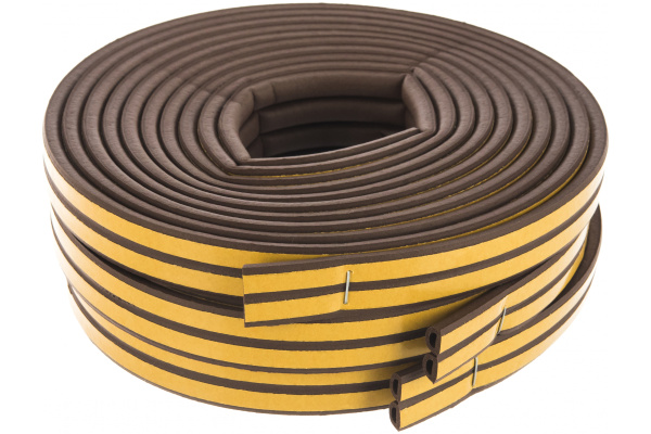 Самоклеящийся уплотнитель Сибртех профиль D коричневый 24 м 93938