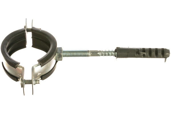 Сантехнический хомут СИБРТЕХ д/труб 39-46 1 1/4", резин, упл шпилька+дюбель 48167