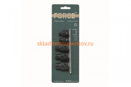 Набор ударных головок Е 3/8",1/2", 5 шт. FORCE 3063