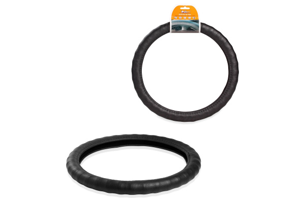 Ребристая оплетка на руль Airline гладкая кожа, черная, 37-39 см М AWC-RS-12M