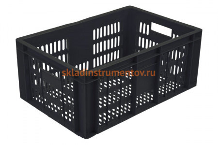 Колбасный ящик п/э 600х400х250 с перфорацией черный, вес 1,6 кг Тара.ру 00378