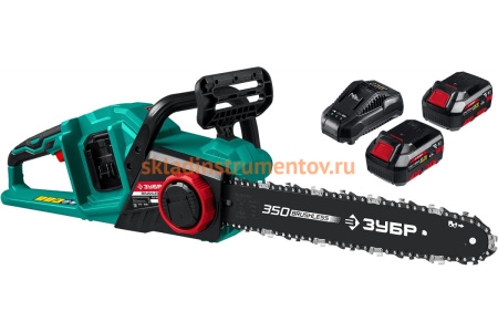 Бесщеточная цепная пила ЗУБР 2x18 В, 4 А*ч ПЦЛ-3635-42