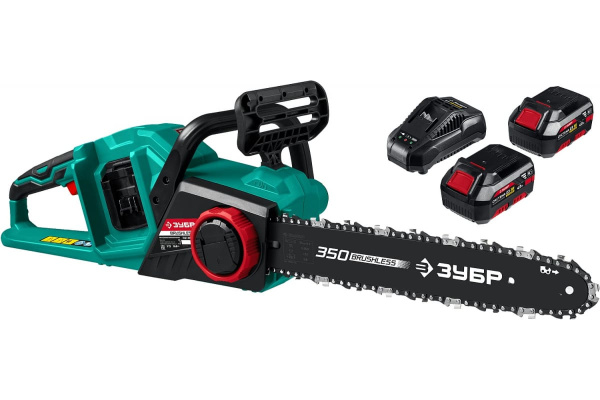Бесщеточная цепная пила ЗУБР 2x18 В, 4 А*ч ПЦЛ-3635-42
