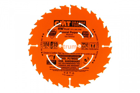Диск пильный по дереву (184х30х1,7/1,1 мм; Z24) CMT 271.184.24M