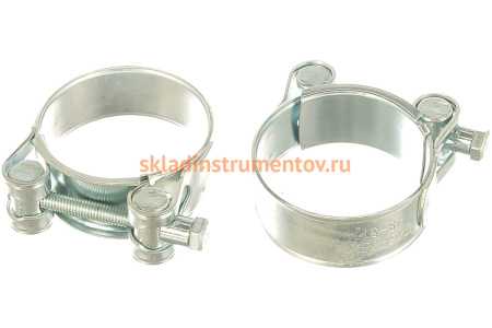 Металлические хомуты СИБРТЕХ, силовые, 48-51мм, ширина 22мм, шарнирный, W1, 2шт 47539