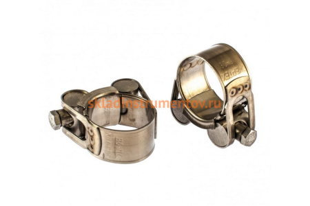 Металлические хомуты СИБРТЕХ, силовые, 26-28мм, ширина 18мм, шарнирный, W4, 2шт 475093