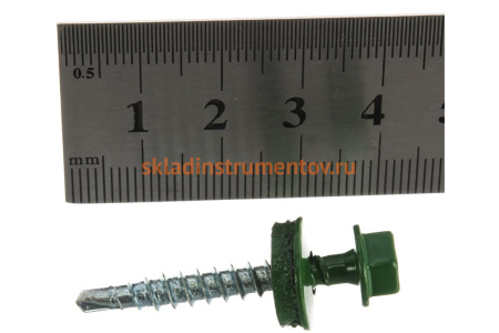 Саморезы для крепления кровельных материалов к деревянной обрешетке Зубр цвет RAL 6002 зеленый лист, оцинкованные, 4,8x35мм, 380шт 4-300315-48-035-6002