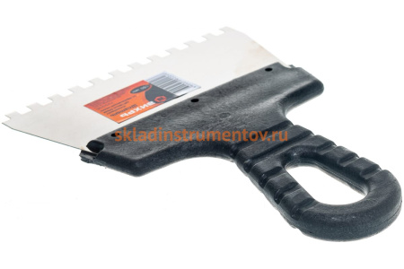 Зубчатый шпатель нержавеющая cталь, пластиковая рукоятка 6х6 мм, 150мм Вихрь 73/3/2/25