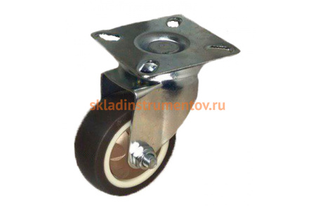 Колесо коричневая мягкая резина поворотное SCG93 75 мм MFK-TORG 7053075